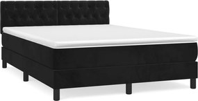 vidaXL Κρεβάτι Boxspring με Στρώμα Μαύρο 140x200 εκ. Βελούδινο