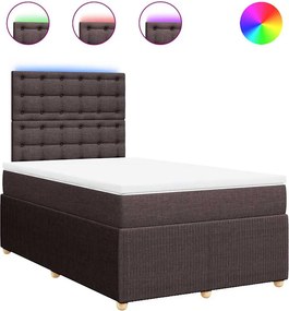 vidaXL Κρεβάτι Boxspring με Στρώμα Σκούρο Καφέ 120x190 εκ Υφασμάτινο