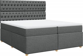 vidaXL Κρεβάτι Boxspring με Στρώμα Σκούρο Γκρι 200x200 εκ. Υφασμάτινο