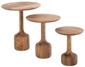 ΣΕΤ 3 ΣΤΡΟΓΓΥΛΑ ΤΡΑΠΕΖΑΚΙΑ ΣΑΛΟΝΙΟΥ GOBLET HM18348 ΞΥΛΟ ΑΚΑΚΙΑΣ Φ50x60Υεκ