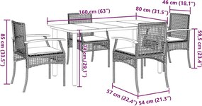 vidaXL Σετ Τραπεζαρίας Κήπου 5 τεμ. Μπεζ Συνθετικό Ρατάν με Μαξιλάρι
