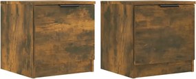 vidaXL Κομοδίνα 2 τεμ. Καπνιστή Δρυς 40 x 39 x 40 εκ.