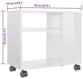 vidaXL Τραπέζι Βοηθητικό Γυαλιστ.Λευκό 70x35x55 εκ. Επεξεργασμένο Ξύλο