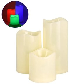 Σετ 3 Διακοσμητικών Realistic Κεριών με LED - Μπαταρίας Ασύρματο Χειριστήριο IR Πολύχρωμα RGB Dimmable Globostar-79553-Πολύχρωμο 79553