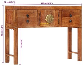 Τραπέζι Κονσόλα 120 x 32 x 80 εκ. από Μασίφ Ακατ. Ξύλο Ακακίας - Καφέ