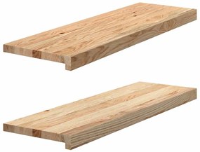 vidaXL Πατάκια Σκάλας 2 τεμ. 80x30x2 εκ. Ακατέργαστο Μασίφ Ξύλο Δρυός