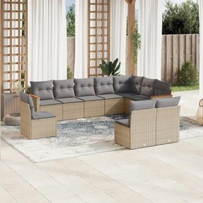 vidaXL Patio Sofa Set 10-θέσια Beige and Grey