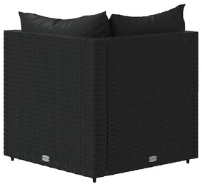 vidaXL Καναπέδες Κήπου Γωνιακοί με Μαξιλάρια 2 τεμ. Μαύρο Συνθ. Ρατάν