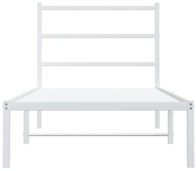 vidaXL Πλαίσιο Κρεβατιού με Κεφαλάρι Λευκό 90 x 200 εκ. Μεταλλικό