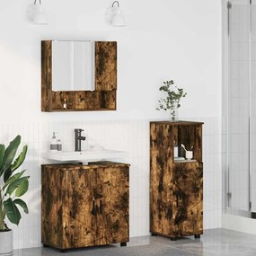 vidaXL Σετ Επίπλων Μπάνιου 3 pcs Καπνιστή δρυς 61 x 35 x 64 εκ.