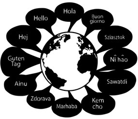 Διακοσμητικό Τοίχου Hello In World Language 899SKL2476 70x55cm Black Wallity Μέταλλο