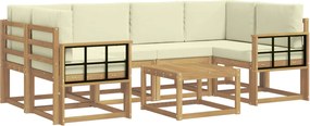 vidaXL Σειρά Καναπέ Εξωτερικού με μαξιλάρι 7 pcs Λευκό και Κρεμ