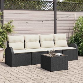 vidaXL Σετ Καναπέ Κήπου 5 pcs Μαύρο 55 x 55 x 37 εκ Πολυ ράταν