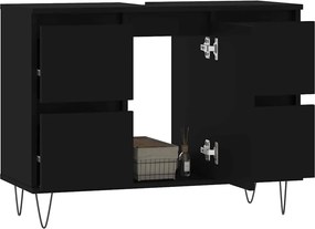vidaXL Ντουλάπι Μπάνιου Μαύρο 80 x 33 x 60 εκ. από Επεξεργασμένο Ξύλο