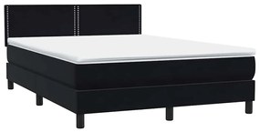 Κρεβάτι Boxspring με Στρώμα Μαύρο 1140x210 εκ. Βελούδινο - Μαύρο