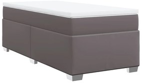 vidaXL Κρεβάτι Boxspring με Στρώμα Γκρι 90x200 εκ. από Συνθετικό Δέρμα