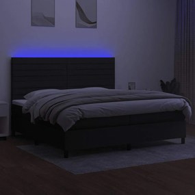 vidaXL Κρεβάτι Boxspring με Στρώμα &amp; LED Μαύρο 200x200 εκ. Υφασμάτινο