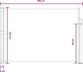 vidaXL Ανακλινόμενος Πλευρικός Απλώστρα 120 x 300 cm