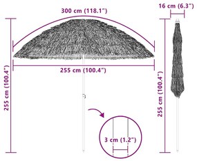 vidaXL Παράσολα Παραλίας Καφέ Ø 265 x 267 εκ Ατσάλι