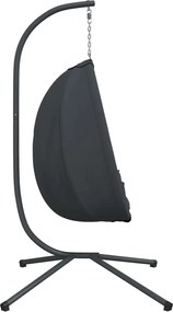 vidaXL Κρεμαστή Πολυθρόνα Αυγού με Βάση από Ύφασμα Ανθρακί και Ατσάλι