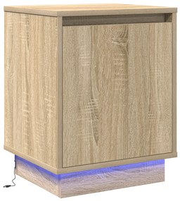 vidaXL Κομοδίνο με LED Φωτισμό Sonoma Oak 39x34,5x50 εκ
