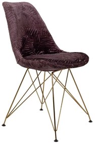 Καρέκλα Glam 03-0770 54x48x83cm Gold-Purple Μέταλλο,Ύφασμα
