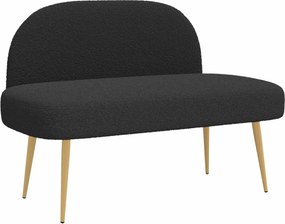 vidaXL Δερμάτινος Πάγκος με Πλάτη Μαύρο 110 x 60 x 76 cm Μπουκλέ