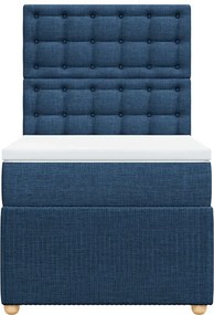 vidaXL Κρεβάτι Boxspring με Στρώμα Μπλε 80x200 εκ. Υφασμάτινο