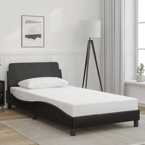 vidaXL Σκελετός Κρεβατιού Dover Μαύρο 100x190εκ.Συνθ. Δέρμα