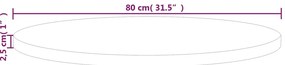 vidaXL Επιφάνεια Τραπεζιού Στρογγυλή Ø80x2,5 εκ. Μασίφ Ξύλο Δρυς