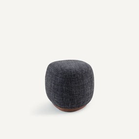 Υποπόδιο με ανάγλυφη υφή και βάση από μασίφ καρυδιά, JERRY