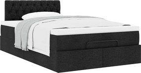 vidaXL Οθωμανικό κρεβάτι με στρώμα Μαύρο 120x190 cm Ύφασμα