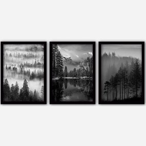 Κάδρα (Σετ 3Τμχ) 364LUL1267 35x45cm Black-White Wallity Vertical Πλαστικό,Mdf