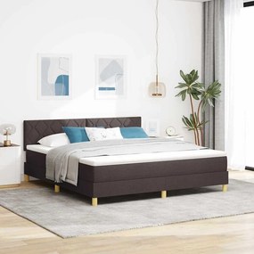 vidaXL LED Κρεβάτι με βάθρο Σκούρο Καφέ 180 x 200 cm ύφασμα