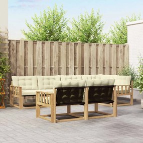 vidaXL Σειρά Καναπέ Εξωτερικού με μαξιλάρι 7 pcs Λευκό και Κρεμ