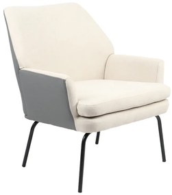 Πολυθρόνα Kieran pakoworld ύφασμα μπεζ-γκρι - πόδι μαύρο 77x69x82.5εκ