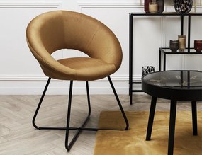 ΚΑΡΈΚΛΕΣ &amp; ΠΟΛΥΘΡΌΝΕΣ ROUND VELVET ARMCHAIR GIULIA YELLOW HD0064