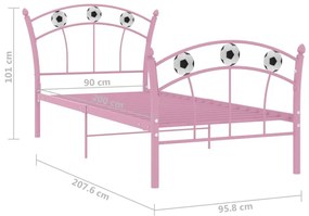 Πλαίσιο Κρεβατιού Με Σχέδιο Μπάλα Ροζ 90 x 200 εκ. Μεταλλικό - Ροζ