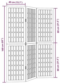Διαχωριστικό Χώρου με 3 Πάνελ Μαύρο από Μασίφ Ξύλο Παυλώνιας - Μαύρο