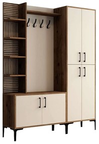 Έπιπλο Εισόδου Viyana 845HCT4226 150x35x200cm Walnut-Cream Particle Board, Metal