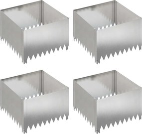 vidaXL Περίγραμμα γκαζόν 4 τμχ. 60 x 60 x 35 cm Ατσάλι Ασημί