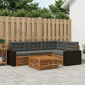vidaXL Σειρά Καναπέ Εξωτερικού 5 pcs Φυσικό και Ανθρακί