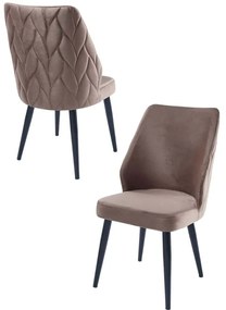Καρέκλα Pufi (Σετ 4Τμχ) 107BCK1193 48x43x90cm Cappuccino Metal, Fabric