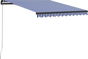 vidaXL Τέντα Συρόμενη Χειροκίνητη Μπλε / Λευκό 350 x 250 εκ.