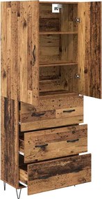vidaXL Highboard με συρτάρι 2 pcs Παλιό ξύλο Επεξεργασμένο ξύλο