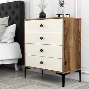 Συρταριέρα Καρυδιά / Κρέμα LUNANA 76x40x90,7