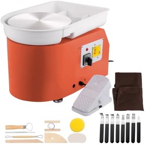 VEVOR Pottery Wheel 11in 0-300 RPM Ceramic Wheel, 350W Adjustable Speed Forming Machine with Sculpting Tools and Apron, Detachable Basin Foot Pedal Control for Art Craft Work and Home DIY Orange