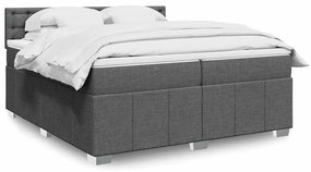 vidaXL Κρεβάτι Boxspring με Στρώμα Σκούρο Γκρι 200x200 εκ. Υφασμάτινο