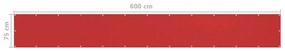 vidaXL Διαχωριστικό Βεράντας Κόκκινο 75 x 600 εκ. από HDPE
