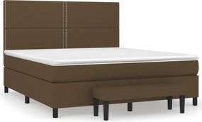 vidaXL Κρεβάτι Boxspring με Στρώμα Σκούρο Καφέ 180x200 εκ Υφασμάτινο